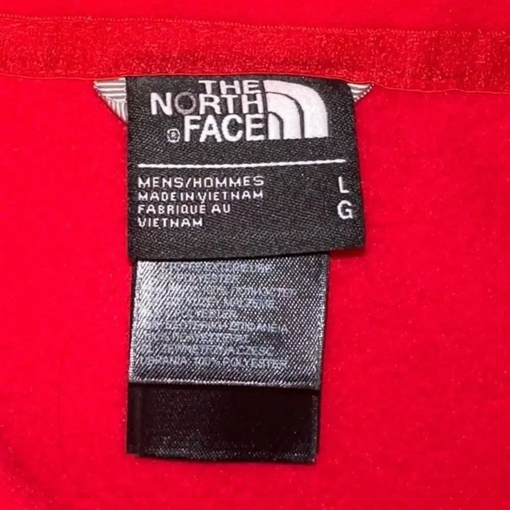 The North Face Quarter Zip Fleece Jacket Mens Large Red Hiking Outdoors